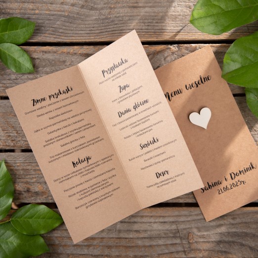 Menu weselne Rustic Heart